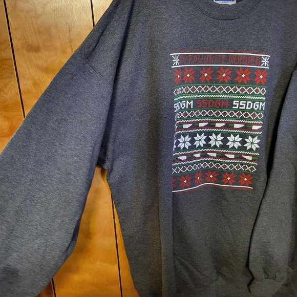 MY FAVORITE MURDER PODCAST Sweatshirt 2XL SSDGM Gray Christmas Sweater Knives D1 - Picture 6 of 7